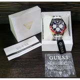 Buy Shop Guess Odyssey Multifunction Blue Dial Silver Steel Strap Watch For Men - W1107G2 USA Online