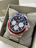Buy Shop Guess Odyssey Multifunction Blue Dial Silver Steel Strap Watch For Men - W1107G2 USA Online