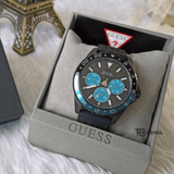 Buy Shop Guess Odyssey Quartz Black Dial Black Leather Strap Watch For Men - W1108G5 USA Online