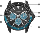 Buy Shop Guess Odyssey Quartz Black Dial Black Leather Strap Watch For Men - W1108G5 USA Online