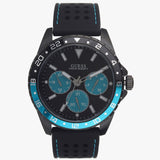 Buy Shop Guess Odyssey Quartz Black Dial Black Leather Strap Watch For Men - W1108G5 USA Online
