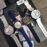 Buy Shop Guess Overdrive Chronograph White Dial White Rubber Strap Watch for Women - W0149L6 USA Online