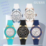 Buy Shop Guess Overdrive White Dial Blue Rubber Strap Watch for Women - W0149L5 USA Online