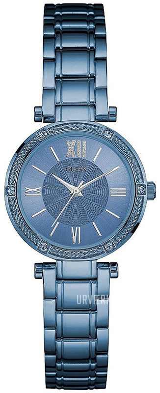 Buy Shop Guess Park Ave Analog Quartz Blue Dial Blue Steel Strap Watch For Women - W0767L4 USA Online