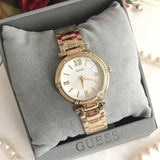 Buy Shop Guess Park Ave South Analog White Dial Gold Steel Strap Watch For Women - W0767L2 USA Online