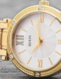 Buy Shop Guess Park Ave South Analog White Dial Gold Steel Strap Watch For Women - W0767L2 USA Online