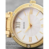 Buy Shop Guess Park Ave South Analog White Dial Gold Steel Strap Watch For Women - W0767L2 USA Online