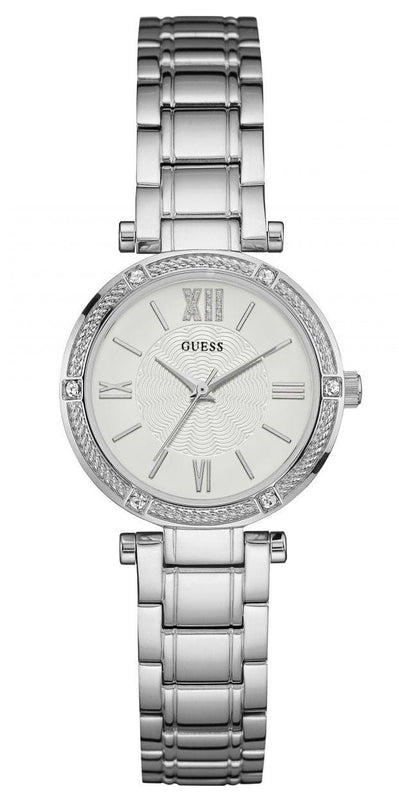 Buy Shop Guess Park Ave White Dial Silver Steel Strap Watch for Women - W0767L1 USA Online