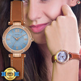 Buy Shop Guess Park Avenue Blue Dial Brown Leather Strap Watch for Women - W0838L2 USA Online