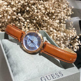 Buy Shop Guess Park Avenue Blue Dial Brown Leather Strap Watch for Women - W0838L2 USA Online