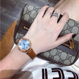 Buy Shop Guess Park Avenue Blue Dial Brown Leather Strap Watch for Women - W0838L2 USA Online