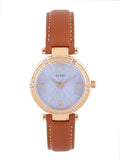 Buy Shop Guess Park Avenue Blue Dial Brown Leather Strap Watch for Women - W0838L2 USA Online