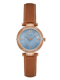Buy Shop Guess Park Avenue Blue Dial Brown Leather Strap Watch for Women - W0838L2 USA Online