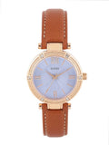 Buy Shop Guess Park Avenue Blue Dial Brown Leather Strap Watch for Women - W0838L2 USA Online