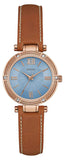 Buy Shop Guess Park Avenue Blue Dial Brown Leather Strap Watch for Women - W0838L2 USA Online