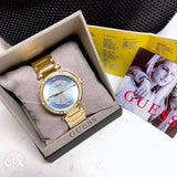 Buy Shop Guess Park Avenue Blue Dial Gold Steel Strap Watch For Women - W0695L2 USA Online