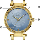 Buy Shop Guess Park Avenue Blue Dial Gold Steel Strap Watch For Women - W0695L2 USA Online