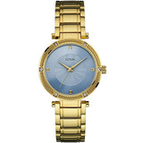 Buy Shop Guess Park Avenue Blue Dial Gold Steel Strap Watch For Women - W0695L2 USA Online