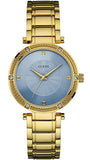 Buy Shop Guess Park Avenue Blue Dial Gold Steel Strap Watch For Women - W0695L2 USA Online