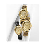 Buy Shop Guess Park Avenue Quartz Gold Dial Black Leather Strap Watch For Women - W0838L1 USA Online