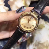 Buy Shop Guess Park Avenue Quartz Gold Dial Black Leather Strap Watch For Women - W0838L1 USA Online