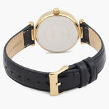 Buy Shop Guess Park Avenue Quartz Gold Dial Black Leather Strap Watch For Women - W0838L1 USA Online