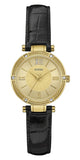 Buy Shop Guess Park Avenue Quartz Gold Dial Black Leather Strap Watch For Women - W0838L1 USA Online