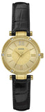 Buy Shop Guess Park Avenue Quartz Gold Dial Black Leather Strap Watch For Women - W0838L1 USA Online