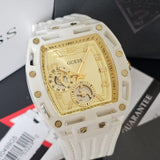 Buy Shop Guess Phoenix Analog Gold Dial White Silicone Strap Watch For Men - GW0499G5 USA Online