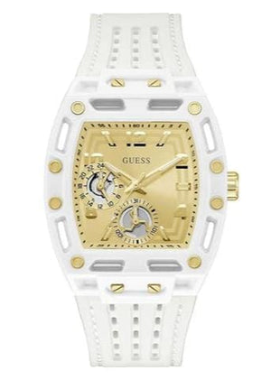 Buy Shop Guess Phoenix Analog Gold Dial White Silicone Strap Watch For Men - GW0499G5 USA Online