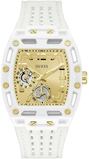 Buy Shop Guess Phoenix Analog Gold Dial White Silicone Strap Watch For Men - GW0499G5 USA Online