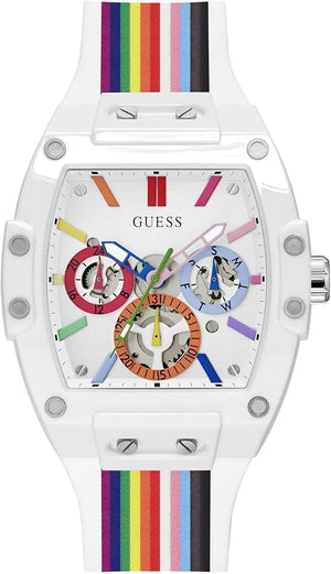 Buy Shop Guess Phoenix Analog White Dial White Silicone Strap Watch for Men - GW0720G1 USA Online