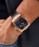Buy Shop Guess Phoenix Blue Dial Brown Leather Strap Watch for Men - GW0386G2 USA Online