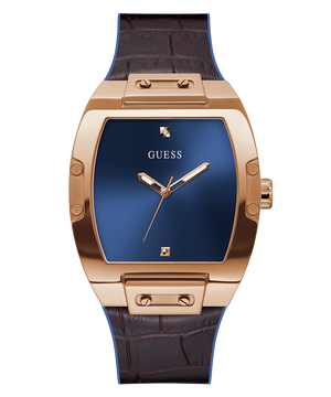 Buy Shop Guess Phoenix Blue Dial Brown Leather Strap Watch for Men - GW0386G2 USA Online