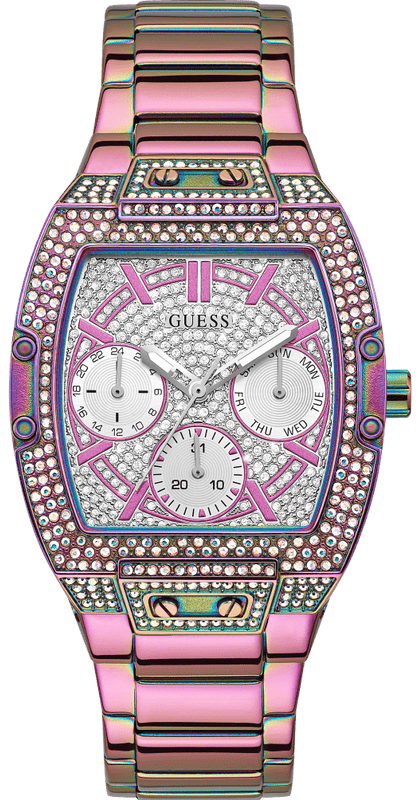 Buy Shop Guess Phoenix Chronograph Crystals Silver Dial Pink Steel Strap Watch For Women - GW0104L4 USA Online