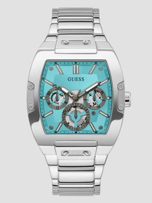 Buy Shop Guess Phoenix Multi Function Aqua Blue Dial Silver Steel Strap Watch for Men - GW0456G4 USA Online