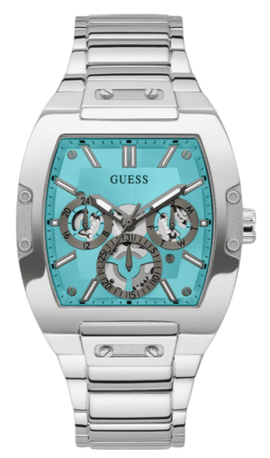 Buy Shop Guess Phoenix Multi Function Aqua Blue Dial Silver Steel Strap Watch for Men - GW0456G4 USA Online