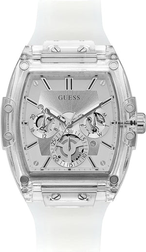 Buy Shop Guess Phoenix Multi Function Silver Dial White Rubber Strap Watch for Men - GW0203G1 USA Online