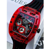Buy Shop Guess Phoenix Multifunction Analog Red Dial Black Silicone Strap Watch For Men - GW0499G4 USA Online