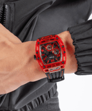 Buy Shop Guess Phoenix Multifunction Analog Red Dial Black Silicone Strap Watch For Men - GW0499G4 USA Online