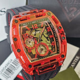 Buy Shop Guess Phoenix Multifunction Analog Red Dial Black Silicone Strap Watch For Men - GW0499G4 USA Online