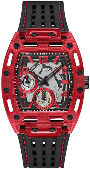 Buy Shop Guess Phoenix Multifunction Analog Red Dial Black Silicone Strap Watch For Men - GW0499G4 USA Online