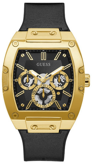 Buy Shop Guess Phoenix Multifunction Black Dial Black Leather Strap Watch for Men - GW0202G1 USA Online