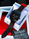 Buy Shop Guess Phoenix Multifunction Black Dial Black & Red Rubber Strap Watch for Men - GW0202G7 USA Online