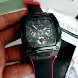 Buy Shop Guess Phoenix Multifunction Black Dial Black & Red Rubber Strap Watch for Men - GW0202G7 USA Online