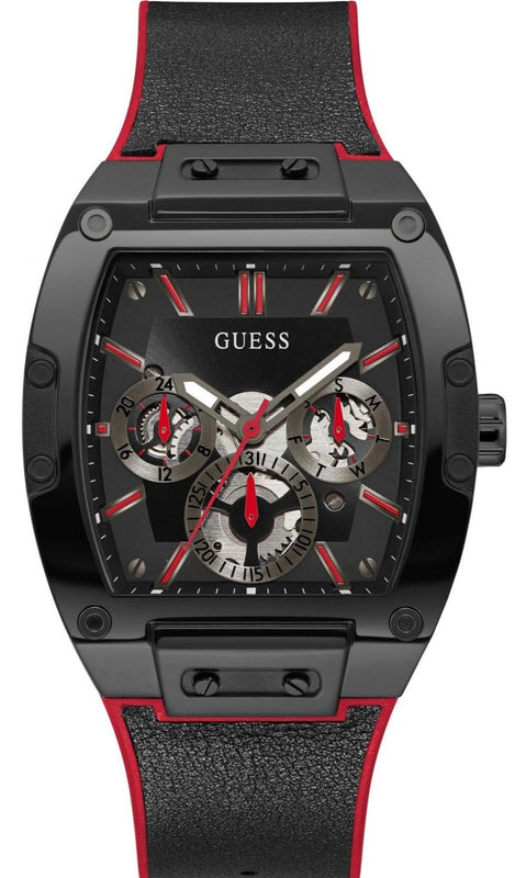 Buy Shop Guess Phoenix Multifunction Black Dial Black & Red Rubber Strap Watch for Men - GW0202G7 USA Online