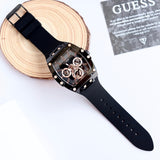 Buy Shop Guess Phoenix Multifunction Black Dial Black Silicone Strap Watch For Men - GW0203G8 USA Online
