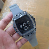 Buy Shop Guess Phoenix Multifunction Black Dial Grey Silicone Strap Watch For Men - GW0203G9 USA Online