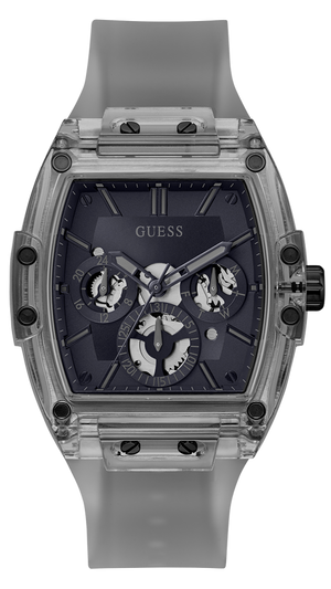 Buy Shop Guess Phoenix Multifunction Black Dial Grey Silicone Strap Watch For Men - GW0203G9 USA Online