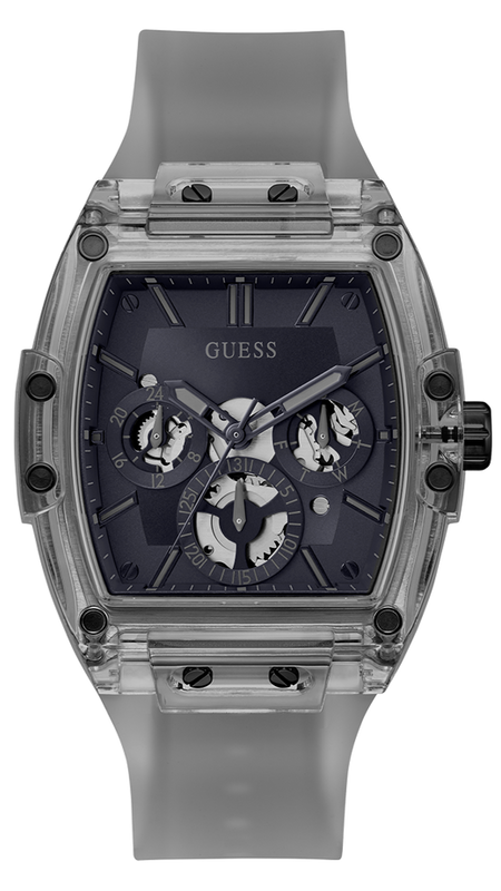 Buy Shop Guess Phoenix Multifunction Black Dial Grey Silicone Strap Watch For Men - GW0203G9 USA Online